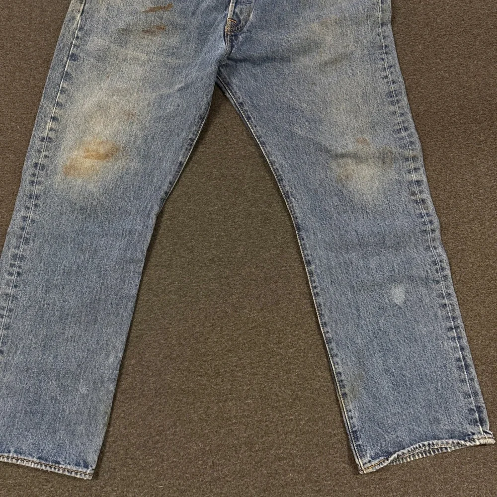 Vintage Levis 501 Jeans Mens 38x28 Blue Good Distressed Stained Straight Leg